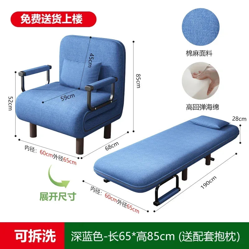 Home Furniture Modern Simple Foldable Sofa Bed New Multi-functional Internet Celebrity Living Room Double Push Retractable Sofa