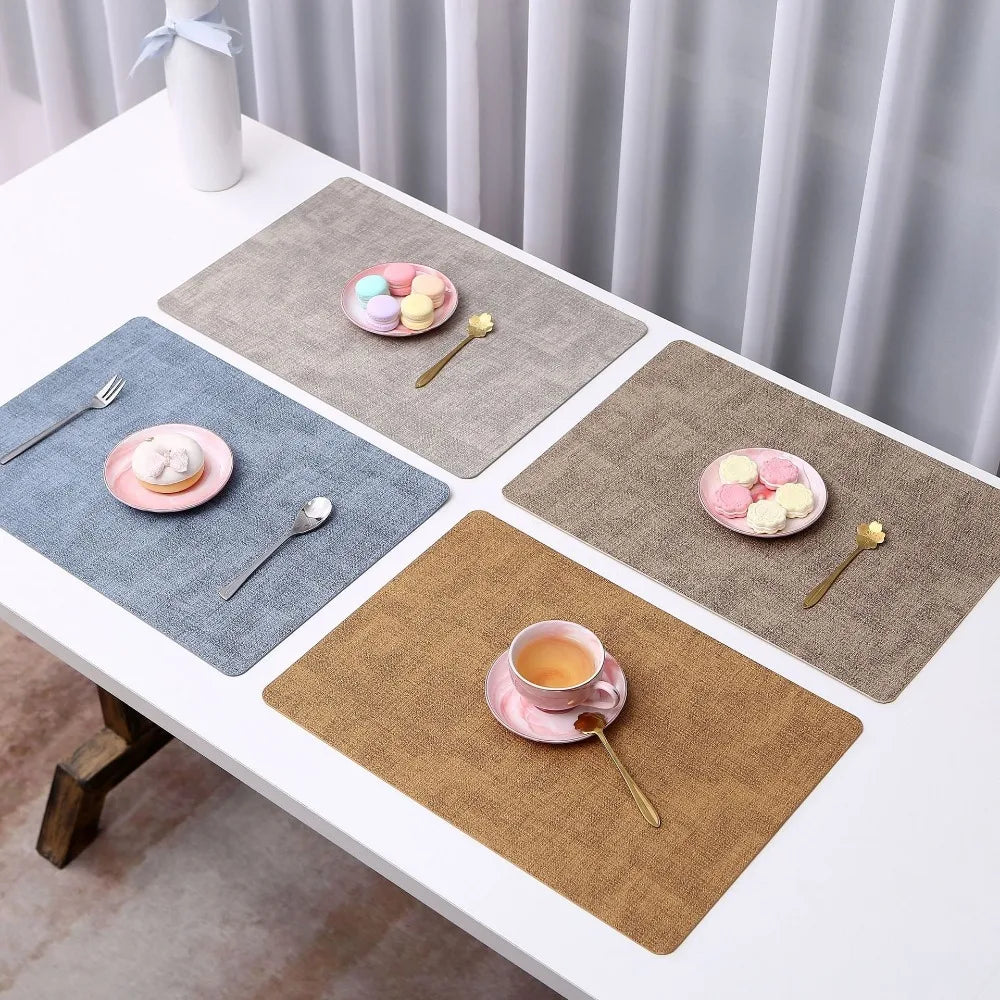 Faux Leather Place Meal Pad Placemats,Dual Sided Dining Table Square Non-Slip Heatproo Waterproof Washable Table Mats.Wholesale
