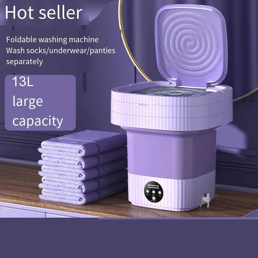 11L Blue light Portable Washing Machine Underwear with Dryer Bucket Socks Clothes Washer Camping Folding Mini Washing Machine