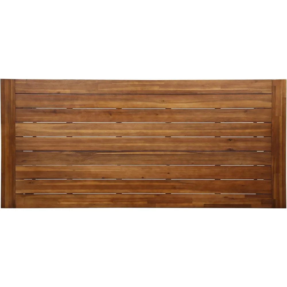 Great Deal Furniture Beau Outdoor Eight Seater Wooden Dining Table, Teak and Rustic Metal Finish