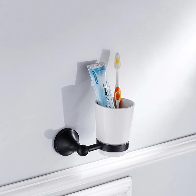 Black Brass Bathroom Accessories Hardware Set Towel Bar Rail Rack Toilet Paper Holder Toilet Brush Shower Soap Dish Holder