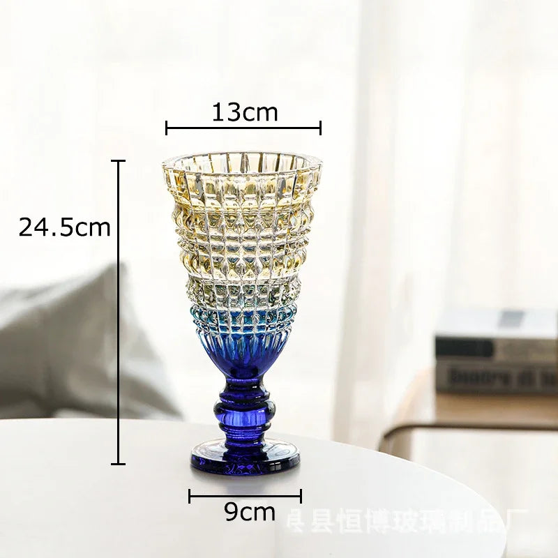 Goblet Shaped Transparent Glass Vase Desk Decoration Flower Arrangement Hydroponics Flower Pot Floral Vases Room Aesthetic Decor