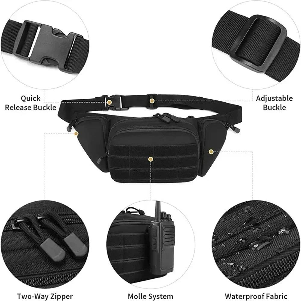 Tactical Multi-function Waist Bag Fanny Packs for Men Nylon Shoulder Hiking Mobile Phone Bag Sports High-capacity Chest Bag