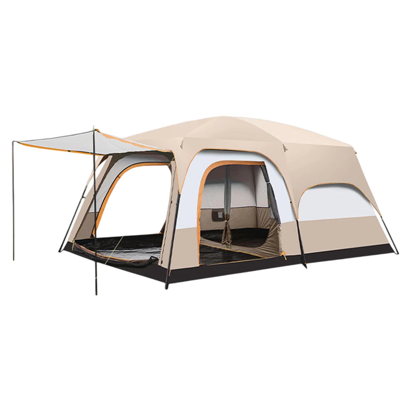 10 Person Camping Tent, Waterproof Windproof Sun Protection, 210D Oxford Fabric, 3 Season, Lightweight, 2 Room 1 Living Room