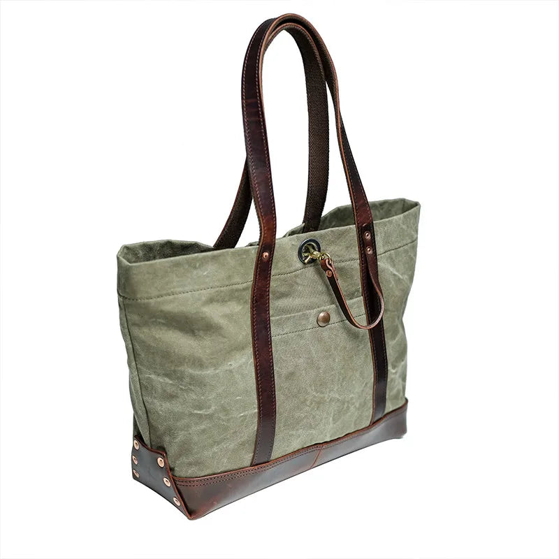 PNDME Designer High Quality Canvas Genuine Leather Men's Women's Tote Bag Fashion Retro Luxury Work Handbag Outdoor Shoulder Bag