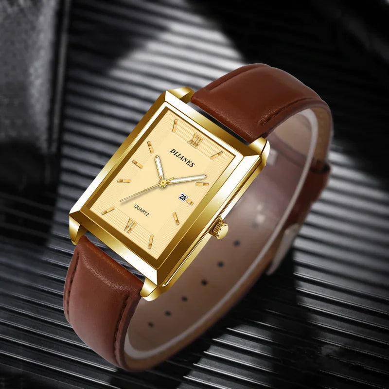 2023 Top Brand Luxury Watches for Men Fashion Quartz Wristwatch Square Gold Man Business Clock Mens Watches Relogio Masculino