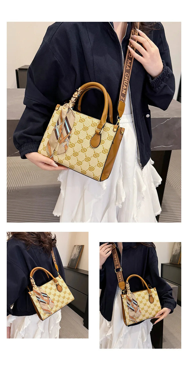 High - End Printed Handbags for Women, Fashionable Single - Shoulder Bags with Wide Shoulder Straps, Commuting Bags