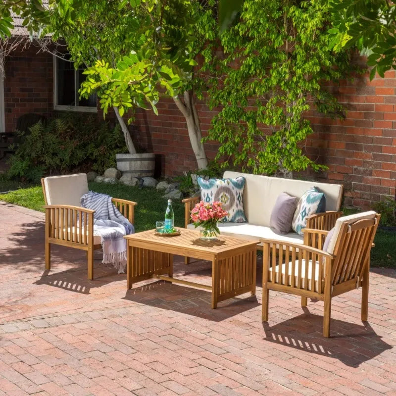 4PC CHAT SET Outdoor Table Garden Furniture Sets Patio Furniture Patio Chairs Patio Furniture Set Solid Wood Outdoor Sofa Chair