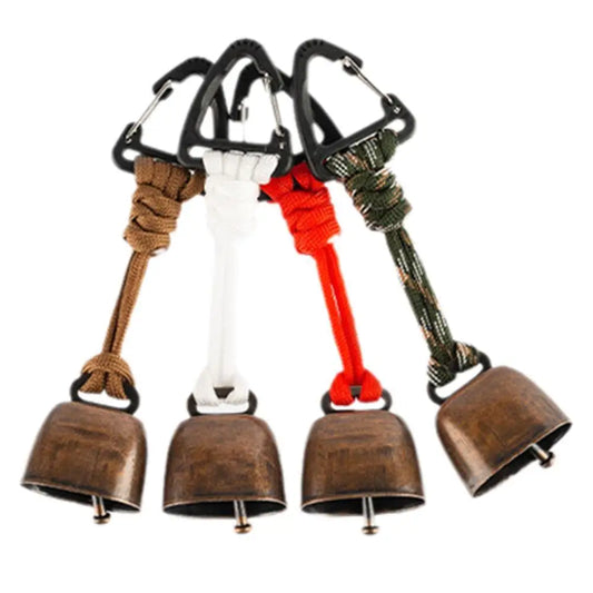 Bear Bell Outdoor Metal Bell Pendant Keychain Camping Bear Protection Bell Accessory with Mute Function Hiking Loud Cowbell