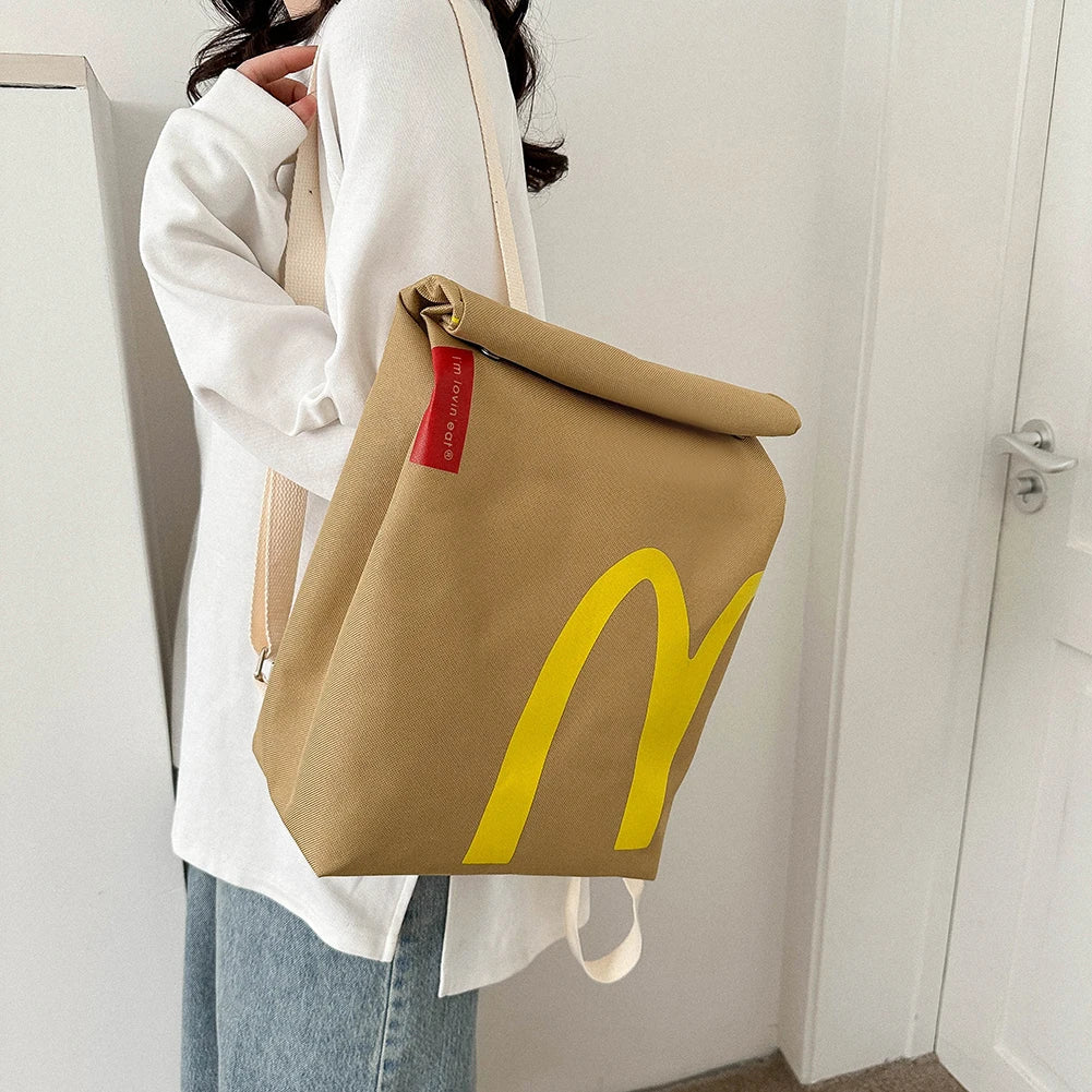 Novelty Roll Top Bag Large Capacity Commuting School Bag with Adjustable Straps Casual Daypack Creative for Women and Girls