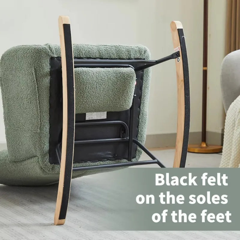 Modern Rocking Upholstered Glider Chair with High Backrest Rocker Accent Armchair with Solid Wood Legs Bedroom Living Room Chair