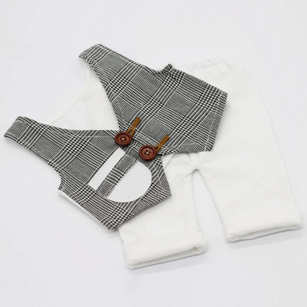 Newborn Boy Fabric Overall Baby Photoshoot Outfit Newborn Boy Clothes Baby Props for Photography Infant Shooting Accessories