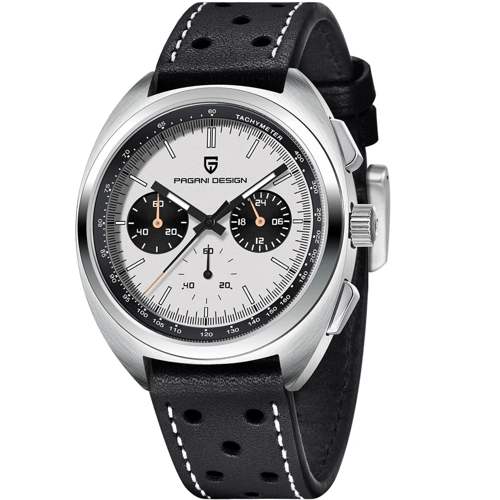 PAGANI DESIGN 2024 Retro Luxury Men's Watches Sports Chronograph VK63 Quartz Watch For Men AR Sapphire Waterproof Leather Clock