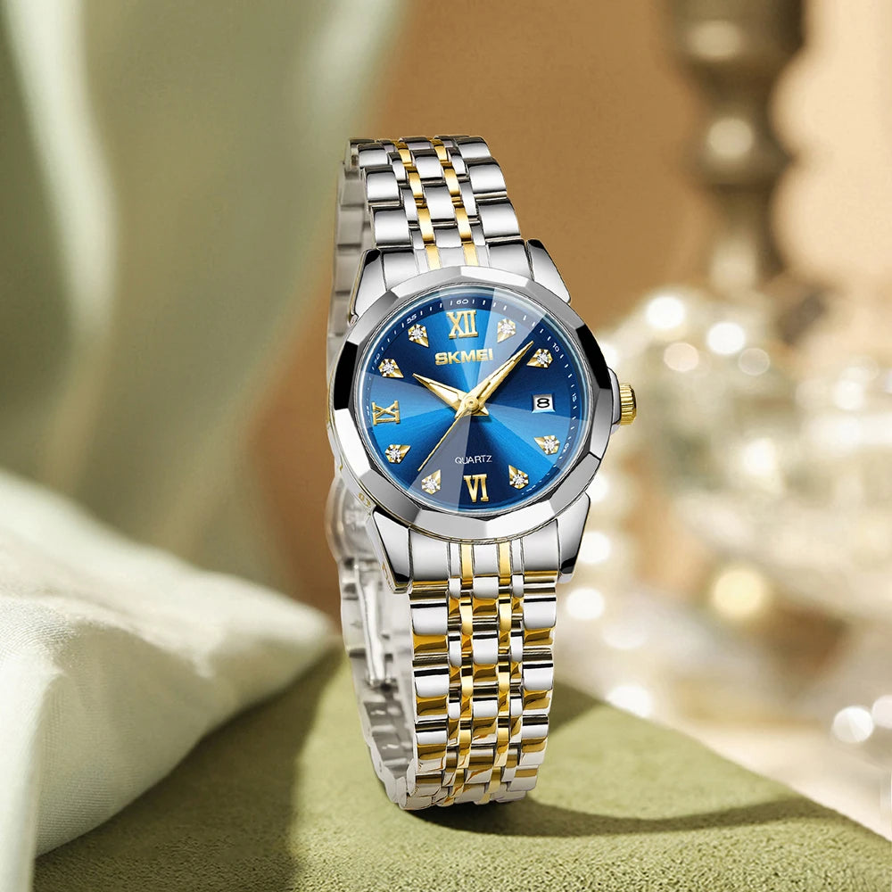 Luxury Full Steel Watches For Women Elegance Date Quartz Wristwatch For Female Lady Waterproof Girl Watch Relogio Feminino