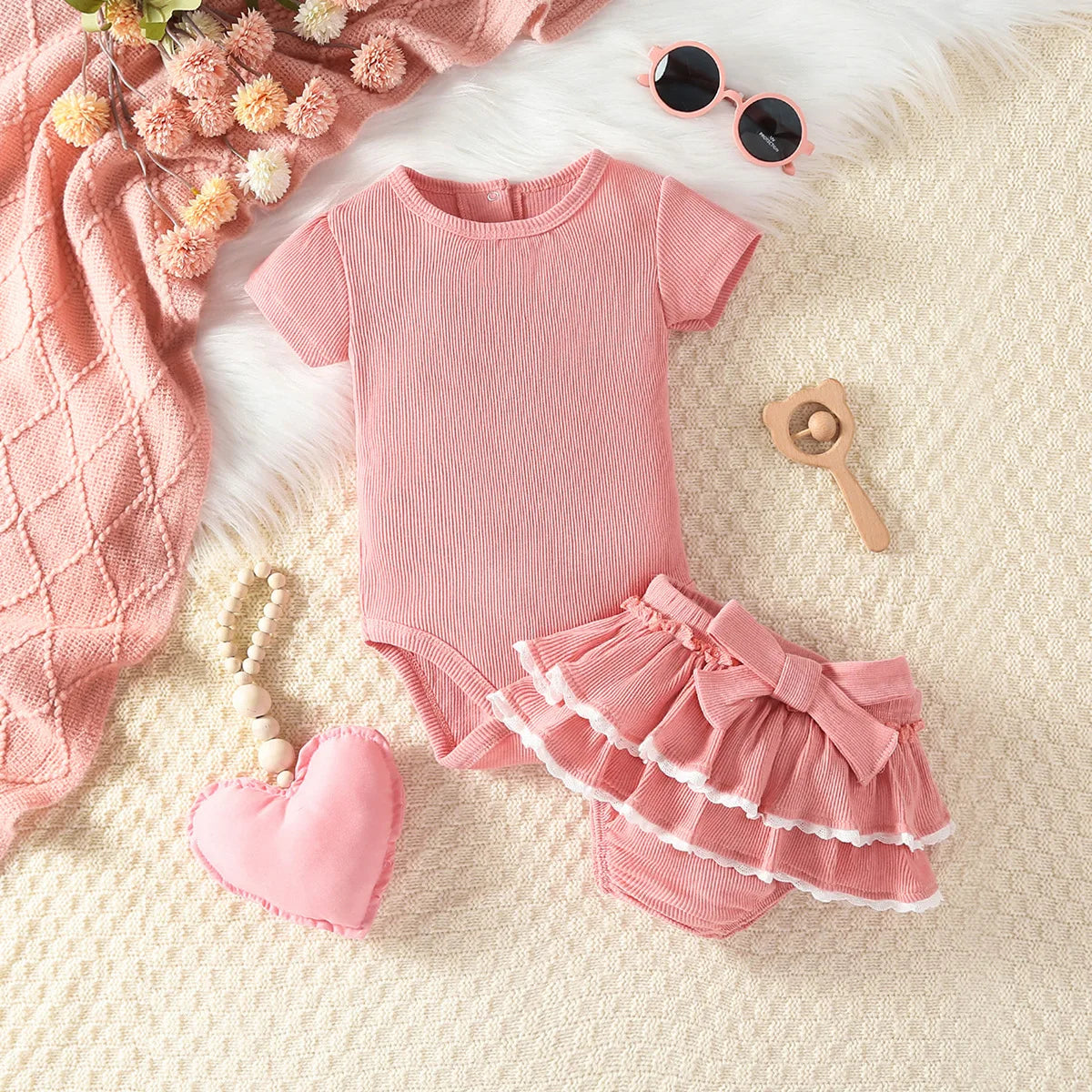 Baby Girl Clothes Outfits Short Sleeve Lovely Bodysuit+pants Summer Casual Kids Clothing Sets