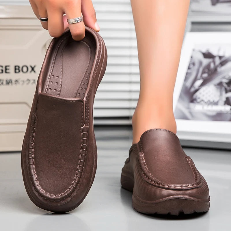 Men chef shoes casual loafers waterproof and oil-proof kitchen work slip-on men shoes outdoor non-slip beach slippers large size