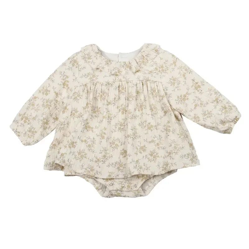 Vintage Toddler Girl Dress Organic Cotton Spring Autumn Baby Girl Clothes For 0-4 Years