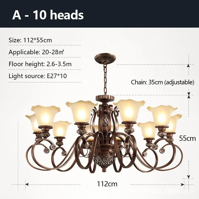 Home Decor Retro Luxury Chandeliers Classical LED Hanging Lamp for Villa Living Dining Room Indoor Lighting Suspension Luminaire