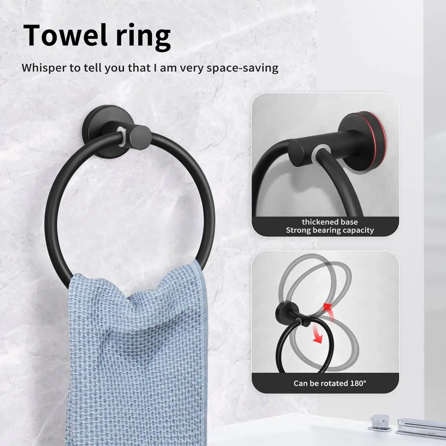 Bathroom Hardware Set 5/7pcs  SUS 304 Stainless Steel Towel Bar Se Includes Bar Hook Ring Toilet Paper Holder