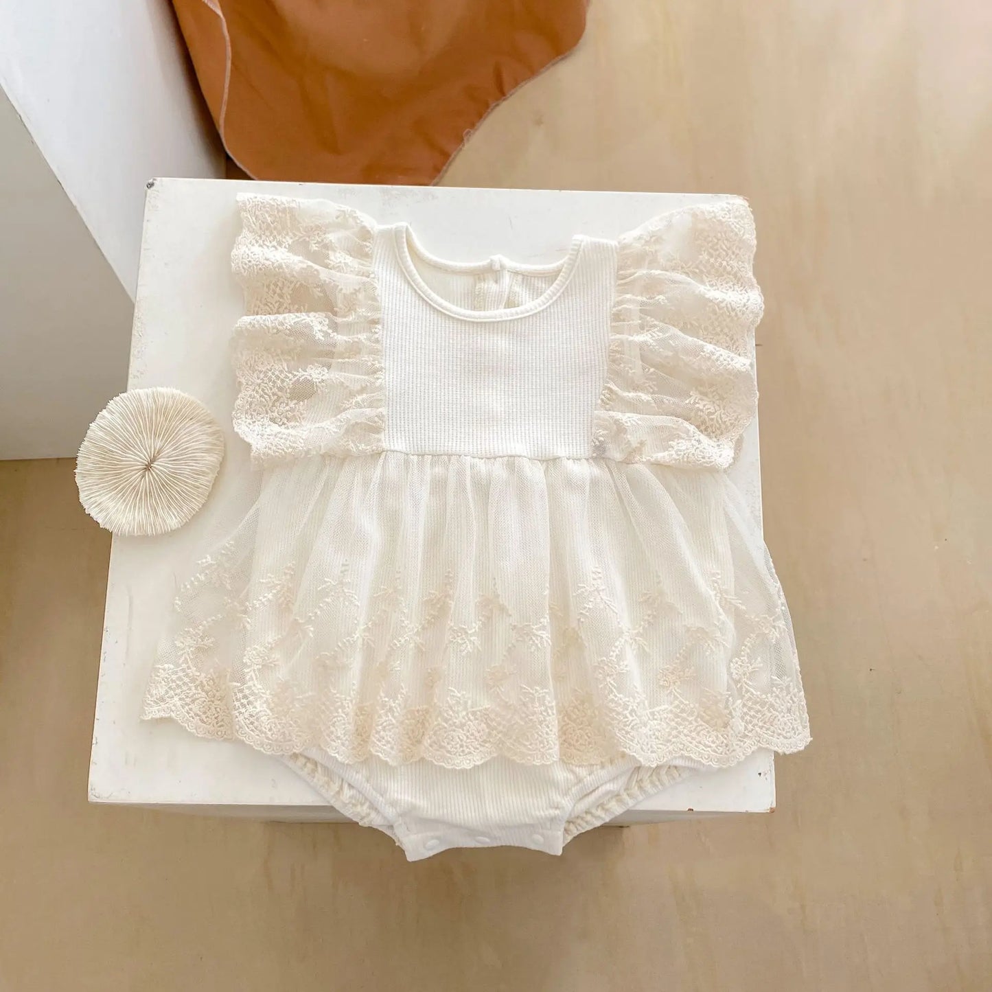 Baby Girl's Children's Clothing 2025 Summer New Style Bag Fart Clothes Waffle Grid Splicing Lace Skirt Super Cute Princess Skirt