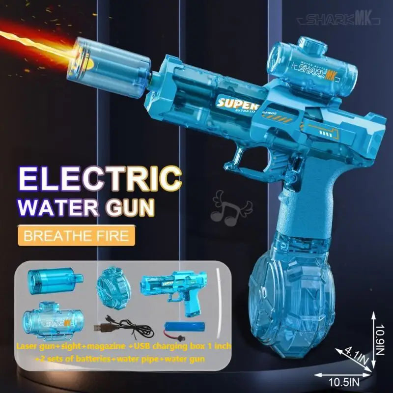 Electric water gun with nozzle flame muzzle automatic spray gun remote summer outdoor swimming pool water toy gift
