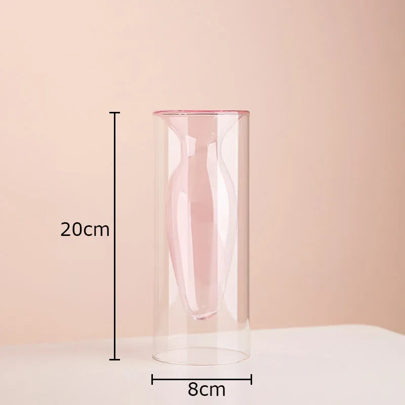 Multicolour Transparent Glass Vase Hydroponics Flower Pot Desk Decoration Flower Arrangement Floral Vases Room Aesthetic Decor