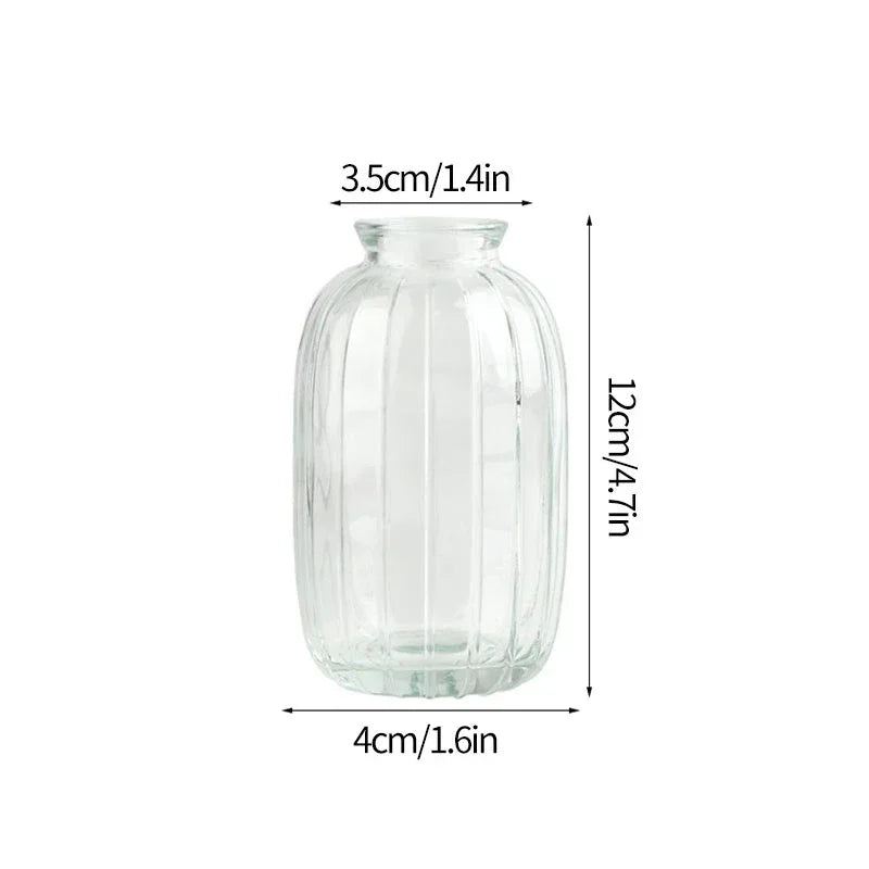Clear Glass Vase Modern Decorative Small Flowers Vases Minimalist Floral Vases Aesthetic Home Decor Wedding Table Centerpieces