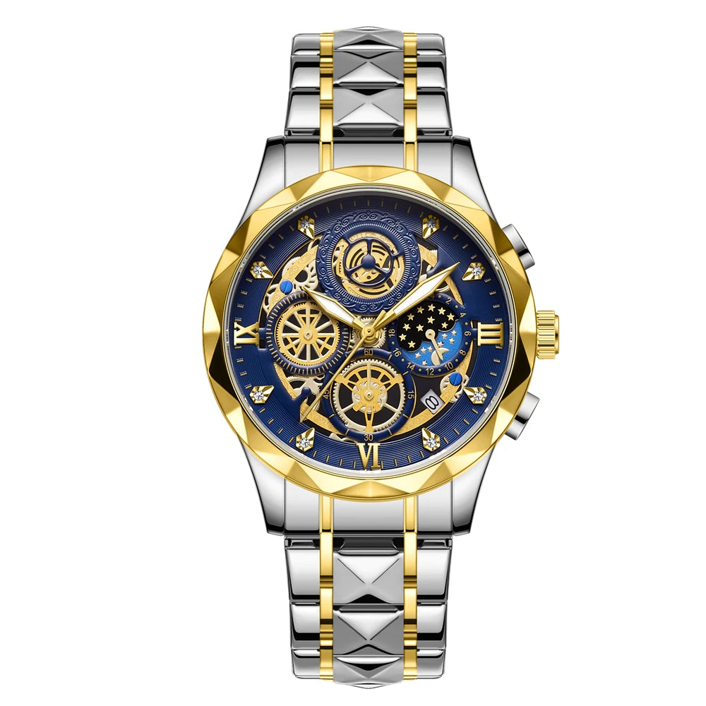 Fashion Man Wristwatch Waterproof Luminous Chronograph Watch for Men Stainless Steel Men's Quartz Watches reloj hombre 2024 New