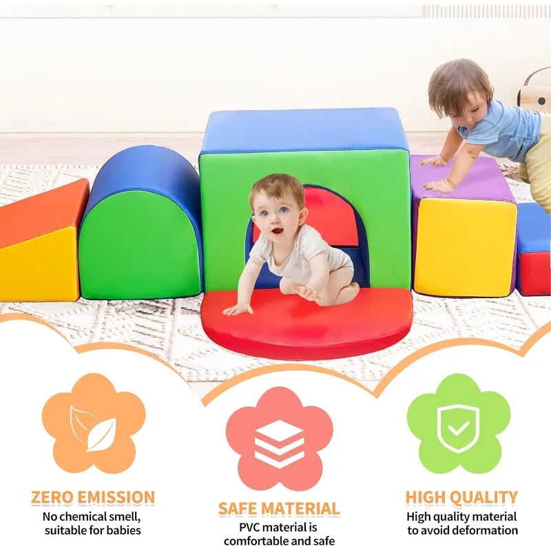 Soft Foam Climbing Blocks for Toddlers,7-Piece Climbing Toys Climbing Toys Indoor Foam Play Gym Foamnasium 1-3 Years Old Baby