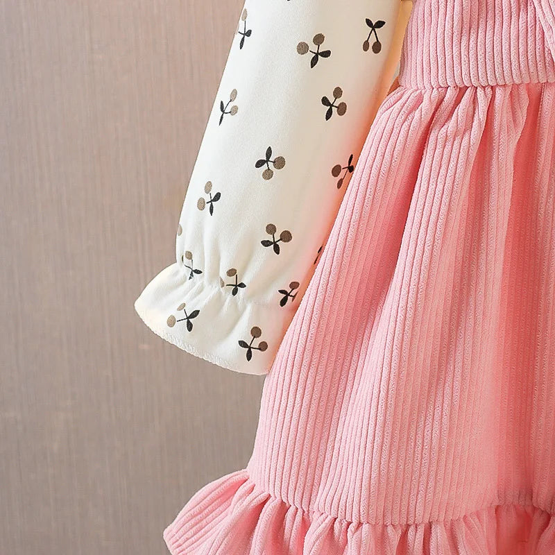 Baby Clothes Girl Spring And Autumn Bear And Cherry Pattern Baby Dresses Cute Casual Baby Girl Dress Kids' Princess Dresses