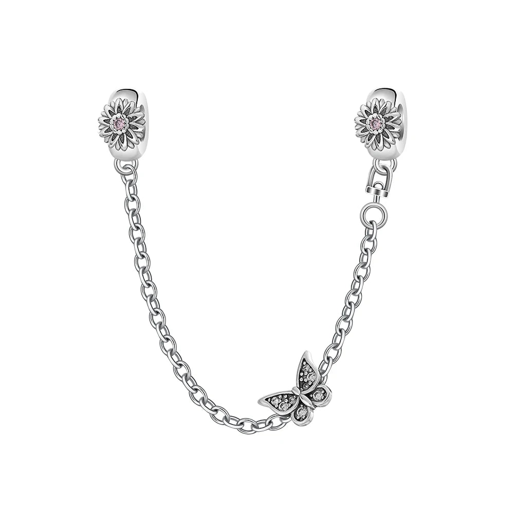 New 925 Silver Horseshoe Clover Star Cat Charm True eyes Pendant Safety Chain Bead Fit Original Bracelet Jewellery Gift dragon
