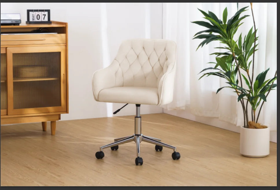 Vanity Chair With Wheels Back Metal Legs Sponge Material Height Adjustable Swivel Bedroom Living Room Make Up Manicure Chair