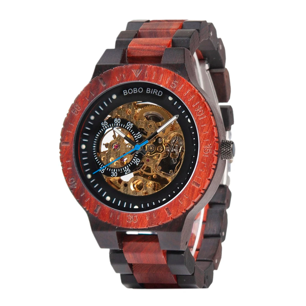 Mechanical Watch BOBO BIRD Wooden Watches Men Luxury Fashion Automatic Wristwatch Luminous Timepiece Clock Custom Gift Box OEM
