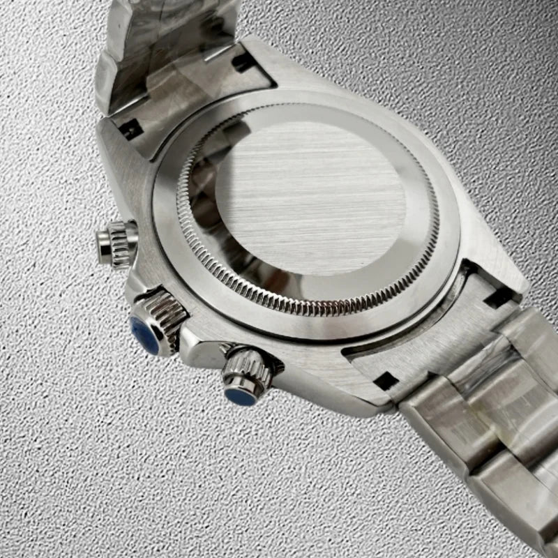 Luxury Silver Men Sapphire Glass Daytona Style Chronograph Stainless Steel Watch Japan VK63 Quartz Watch Movement Luminous Dial