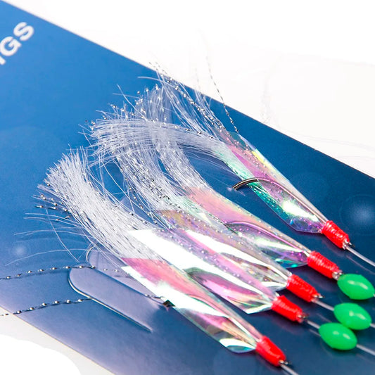 5 Pcs Sabiki Soft Fishing Lure Rigs Bait Jigs Lure Feather Lure Herring Bait 3/0# Fishing Hooks Pesca Iscas Tackle Tools Hooks