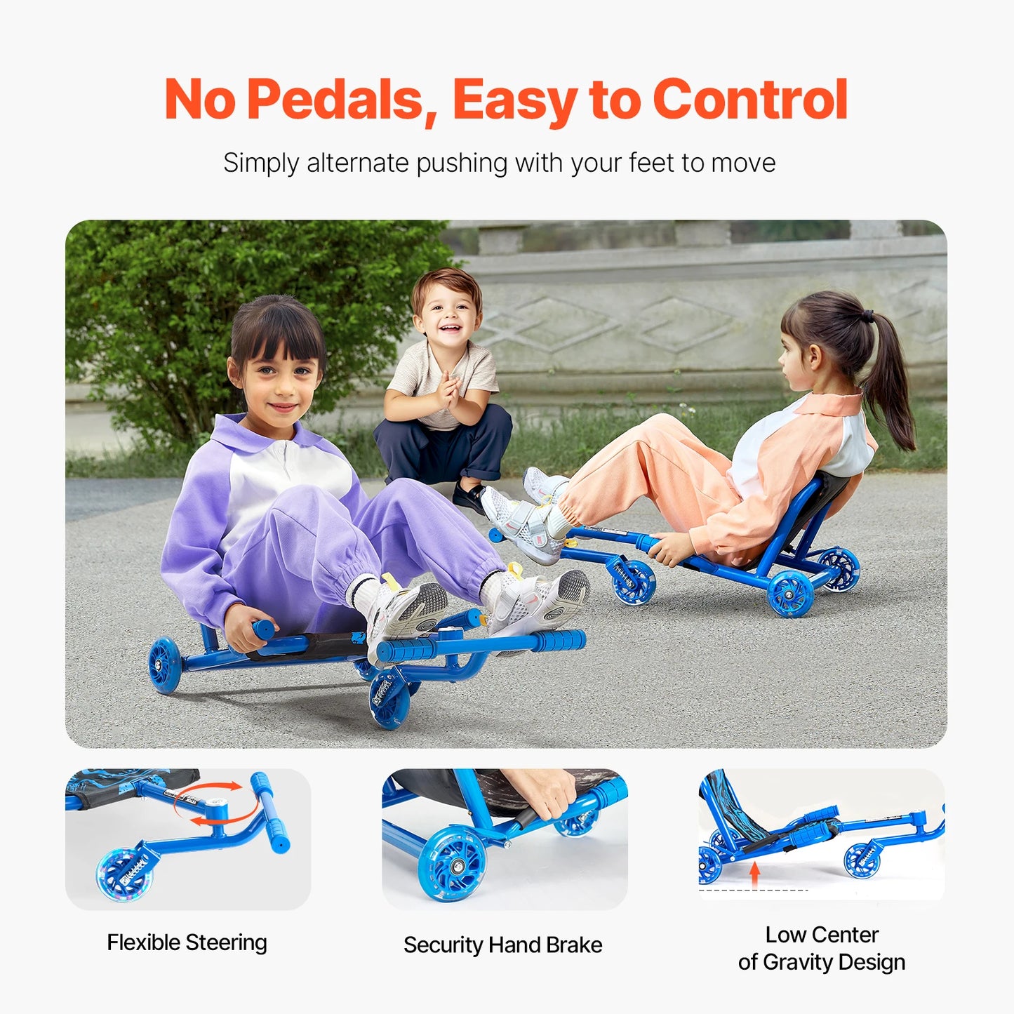 SucceBuy 132/198lbs Ride on Scooter Swing Side-to-Side Powered by Zig-Zag Motion Sports Games Drifting Toys for Children Gifts