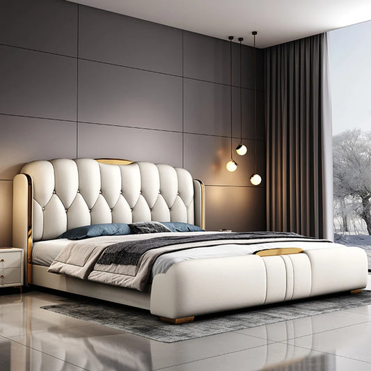 Upholstered Minimalist Bed Frames Queen Modern Luxury Bed Sleeping Headboard Camarotes Para Dormitorio Bedroom Furniture