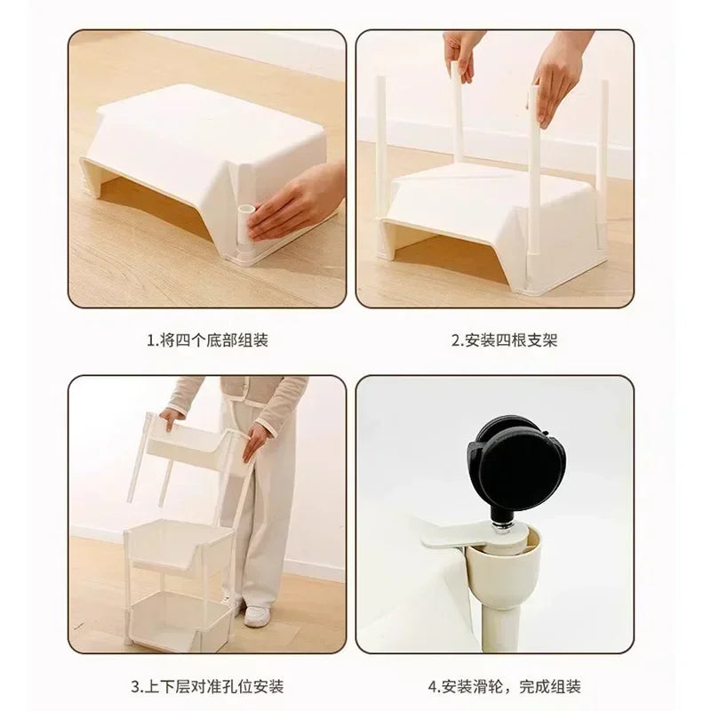 Trolley Bookshelf Kitchen Storage Rack Kitchen Corner Narrow Slit Storage Cabinet Bathroom Living Room Home Organizer