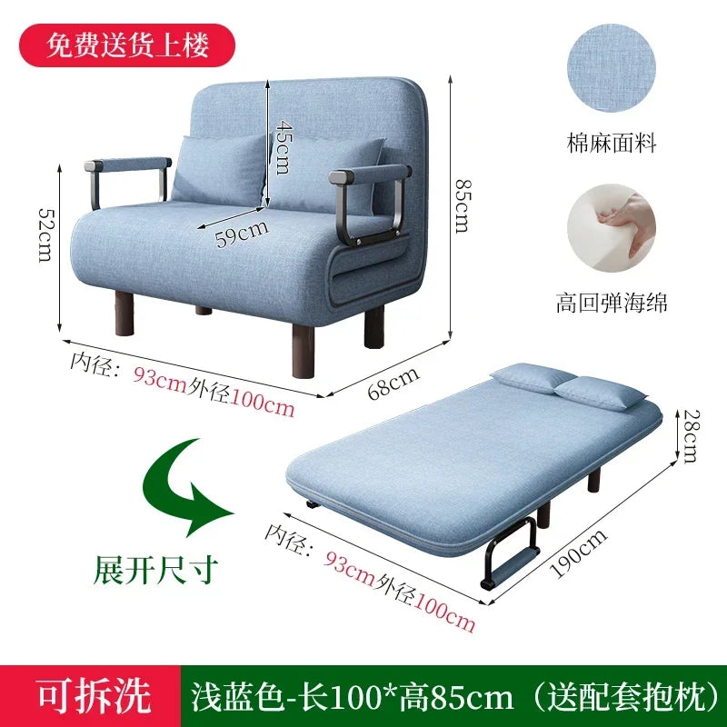 Home Furniture Modern Simple Foldable Sofa Bed New Multi-functional Internet Celebrity Living Room Double Push Retractable Sofa
