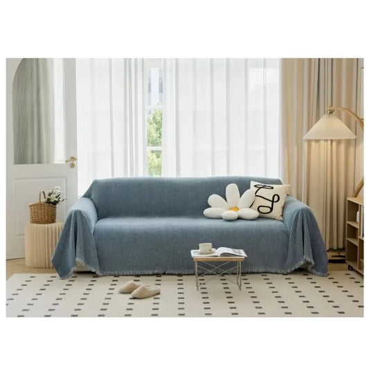 Sofa Towel Living Room Sofa Cover Solid Non Slip Washable Breathable Tassel Edge Cushion Home Decoration