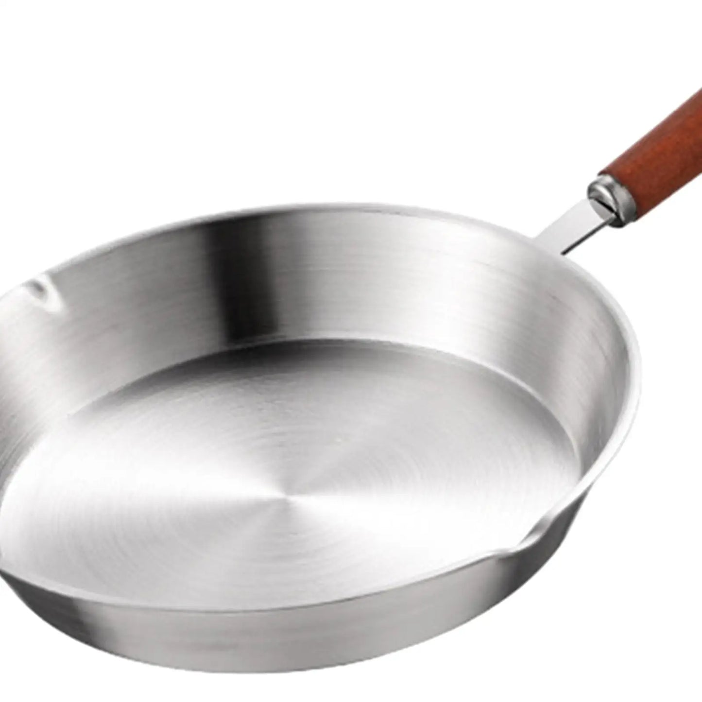 Kitchen Stainless Steel Fry Pan Cooking Eggs Sandwich Kitchen Cookware Wood Handle Butter Warmer Steak Grilling Pan for Home Rvs
