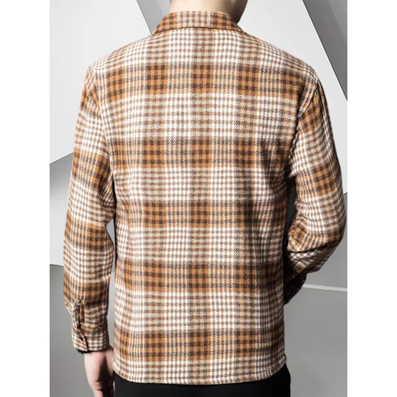 Men's long-sleeved corduroy shirt; spring new men's clothing; high-end feeling, stylish and casual shirt.