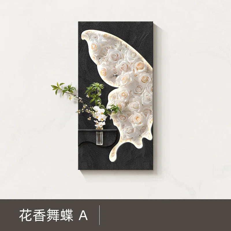 2025 New Model Living Room Sofa Background Wall Decorative Painting, Hydroponic Green Plants Hanging Painting, Energy-saving LED