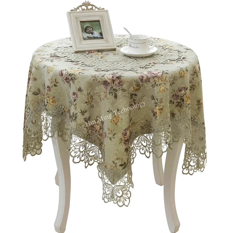 Table Cloth Green Lace Europe Luxury Embroidered Tablecloth Table Dining Table Cover Retro Pastoral Lace Fabric Hollow Home Mat