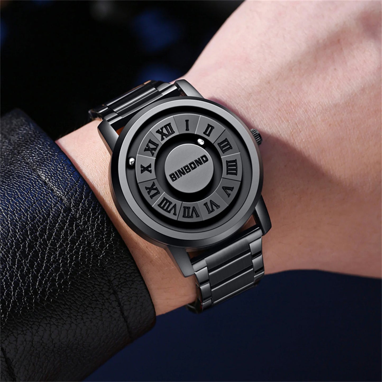 LANCARDO Men's Quartz Watch Mirrorless Magnetic Levitation Waterproof Watch Pineless Ball Design Removable Stainless Steel Strap