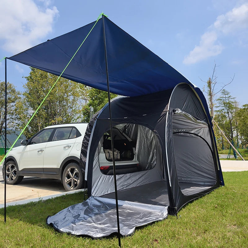 Rear Car Tents with Rainfly, Sun Shade, Tarp Included, SUV Camping Tents, Tailgate Tents, Waterproof Rain Cover, Multifunction