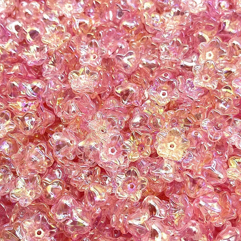 NEW 50pcs 7x13mm Gradual Change Acrylic Bellflower Beads Caps Jewelry Findings Charms Bracelets Spacer Beads for Jewelry Making