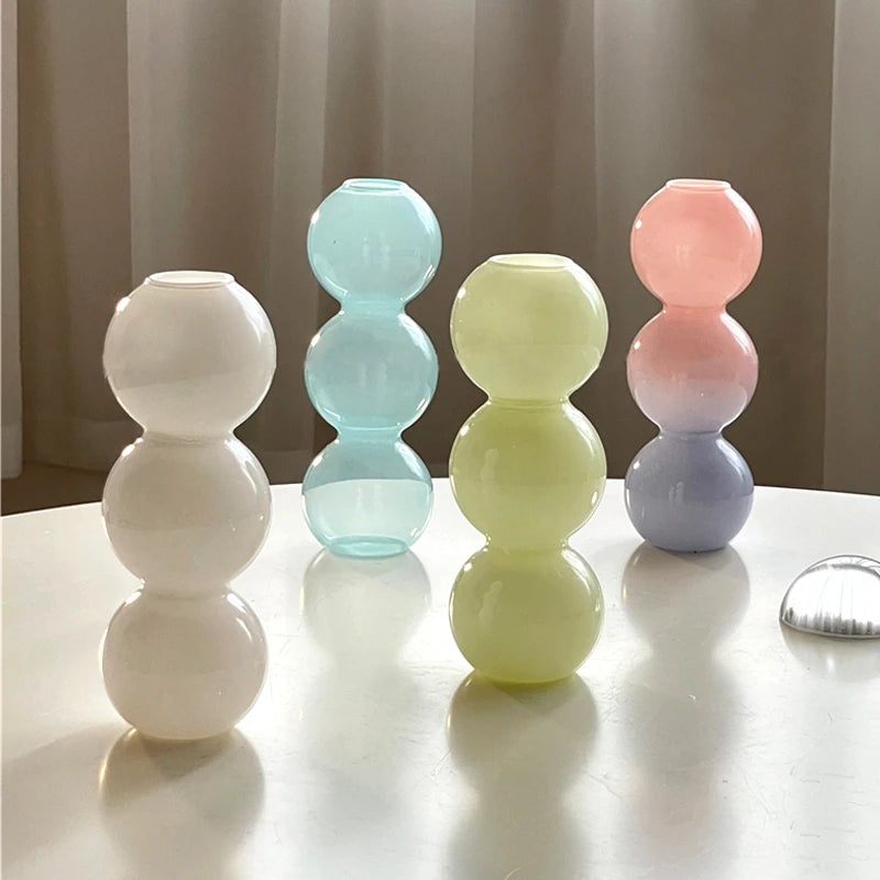 Nordic Glass Bubble Vases Hydroponic Flower Vase Creative Spherical Flower Vases Stained Bubble Glass Vase Home Office Decor