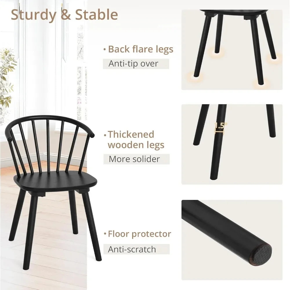 Dinings Chairs Set of 8,Farmhouse Wood Dinings Chair with Semicircular Backrest,Spindle Dining Chair for Kitchen and Dining Room
