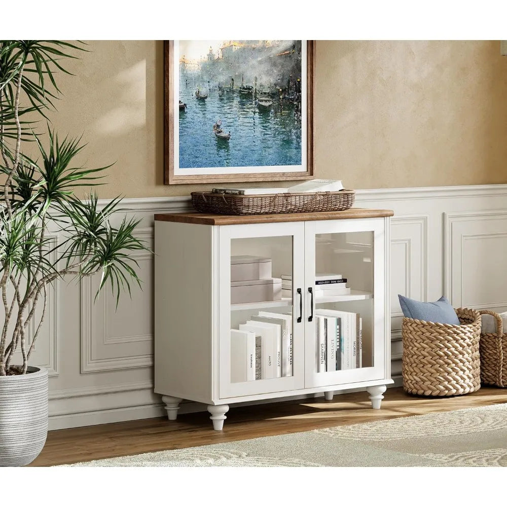 TV Stand for, Wood Console Table Storage Cabinet for Living Room, Kitchen Sideboard Buffet Cabinet With Glass Door